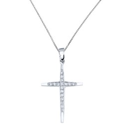 Λευκόχρυσος σταυρός Κ14 με αλυσίδα